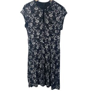 J. Crew Dress Size M Floral Black and White